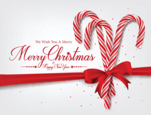 Merry Christmas Greetings in Realistic 3D Candy Cane